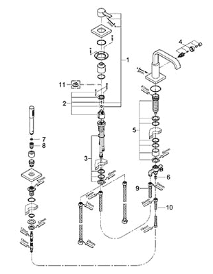 Grohe Allure 19.302 Roman tub filler diagram