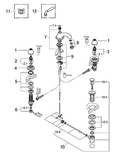 Parts For Grohe Seabury Series Vintage Designer Bath Fixtures