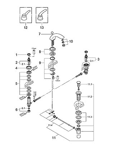 Talia wideset lavatory parts schematic