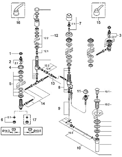 Talia widespread bidet parts schematic
