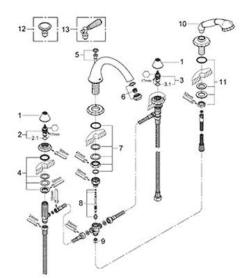 Parts For Grohe Kensington Series Bath Products