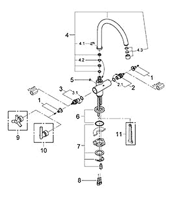 Atrio two handle kitchen faucet parts