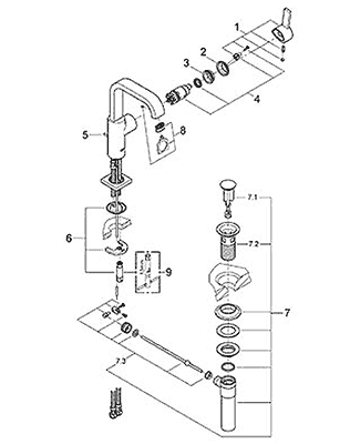 Grohe Allure 32.128 single hole faucet diagram