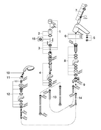 Essence tub filler parts breakdown