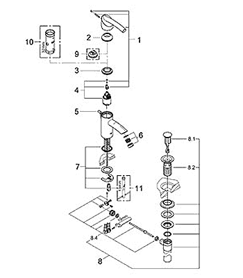 Grohe Tenso series lavatory faucet parts schematic
