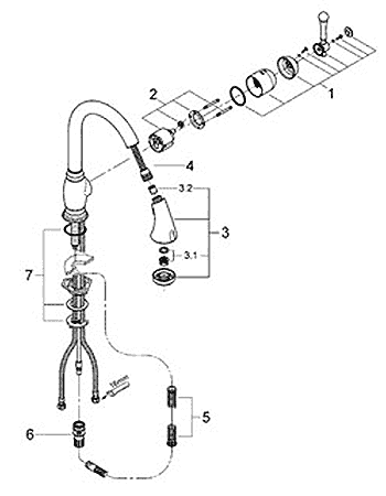 Bridgeford kitchen faucet parts breakdown