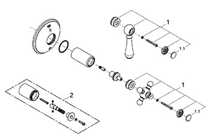 Grohe Geneva shower diverters parts schematic