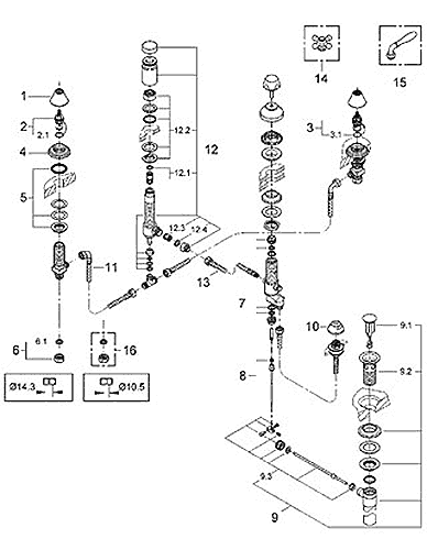 Grohe Seabury bidet faucet parts schematic
