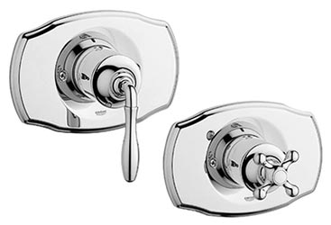 Seabury series pressure balance valve trim set with cross handle in chrome finish