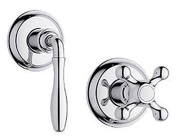 Seabury volume control trim with old fashioned cross handle in chrome finish