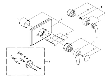 Grohe Talia pressure balance shower valve parts breakdown