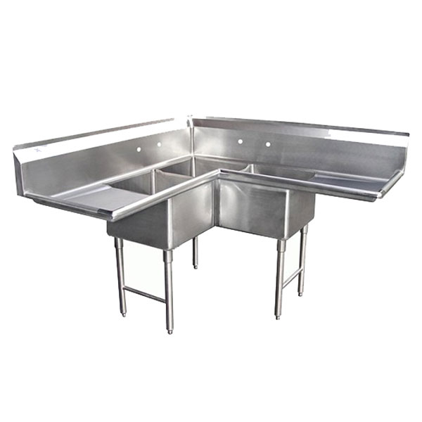 GSW triple bowl corner commercial sinks