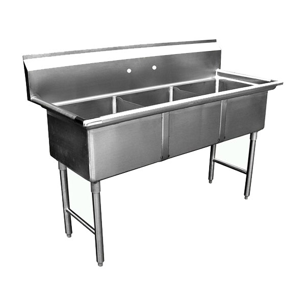 GSW triple bowl sinks w/ no drain board