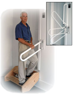 photo of HealthCraft PT Rail Angled Wall Rail System installed as stair hand rail