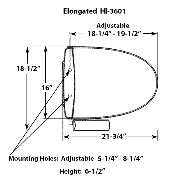 Home Tech Feel Fresh HI-3001 Elongated Basic Electric Bidet Seat