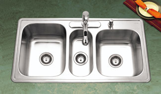 Extra Large Triple Bowl Drop In Top Mount Kitchen Sinks