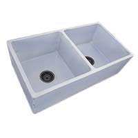 Nantucket shabby chic double bowl fireclay kitchen sink