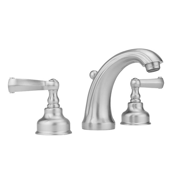 Jaclo widespread Jaylen Series bathroom faucet with vintage style ribbon handles