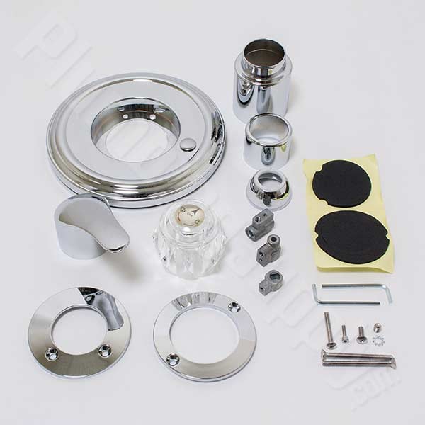 Chrome tub/shower trim kit with acrylic knob and lever handle for Delta