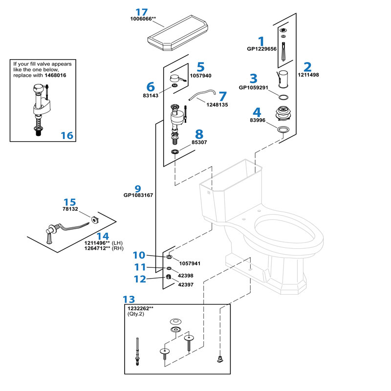 Kathryn Toilet repair parts diagram