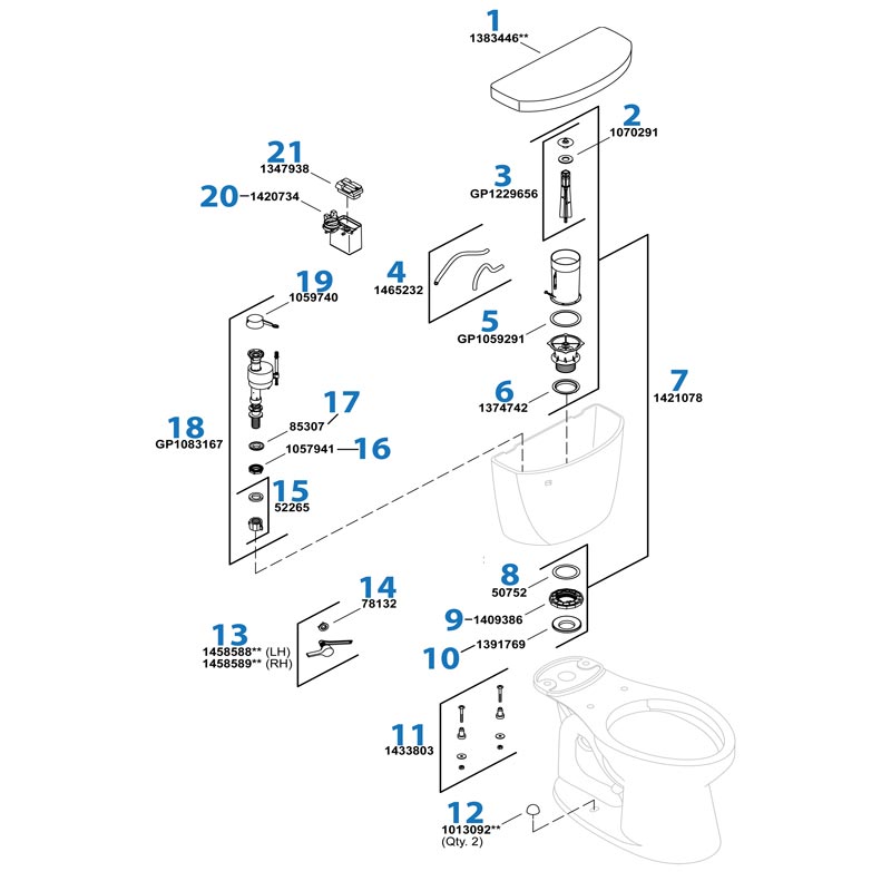 Cimarron Toilet repair parts diagram