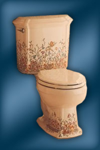Kohler English Trellis pattern on two-piece Portrait toilet