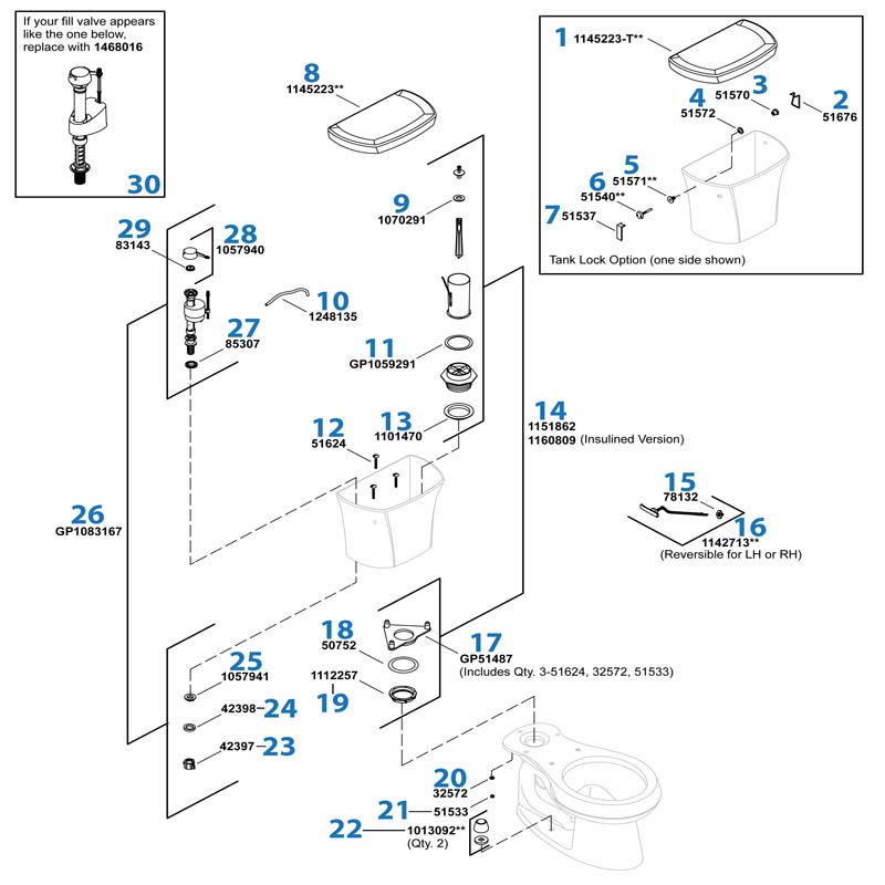Highline Toilet repair parts diagram