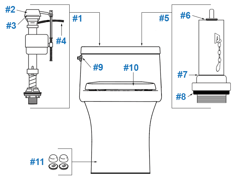 Parts diagram for Kohler San Souci one-piece toilet - model #K-4007