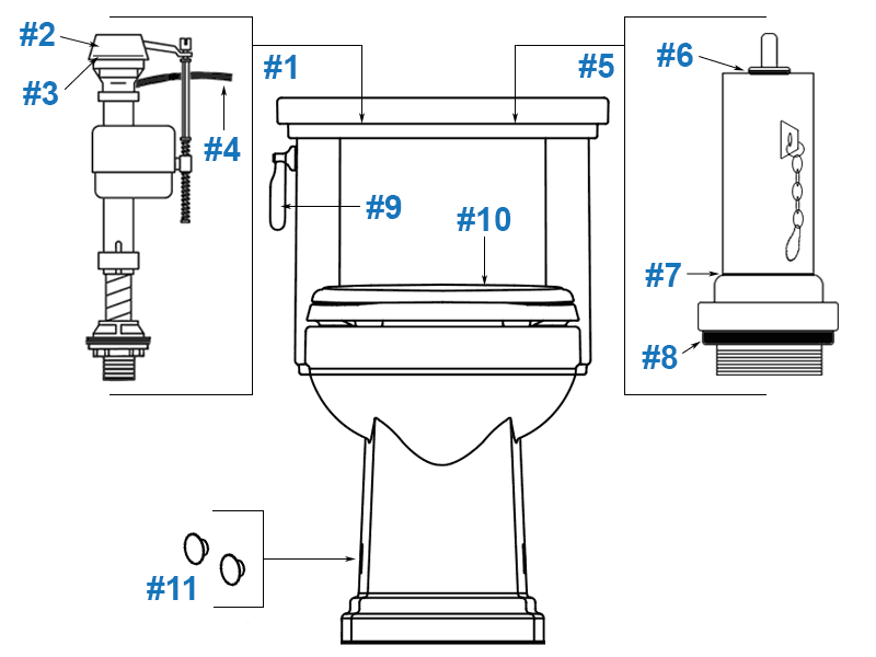 Parts diagram for Kohler Tresham one-piece toilet - model #K-3981