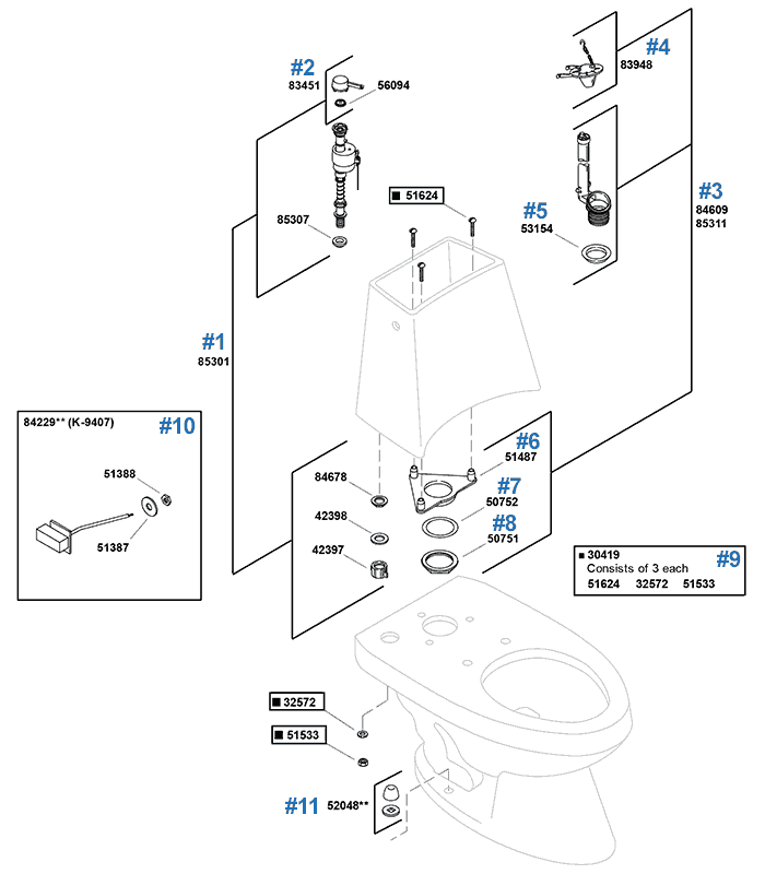 Loon repair parts by Kohler