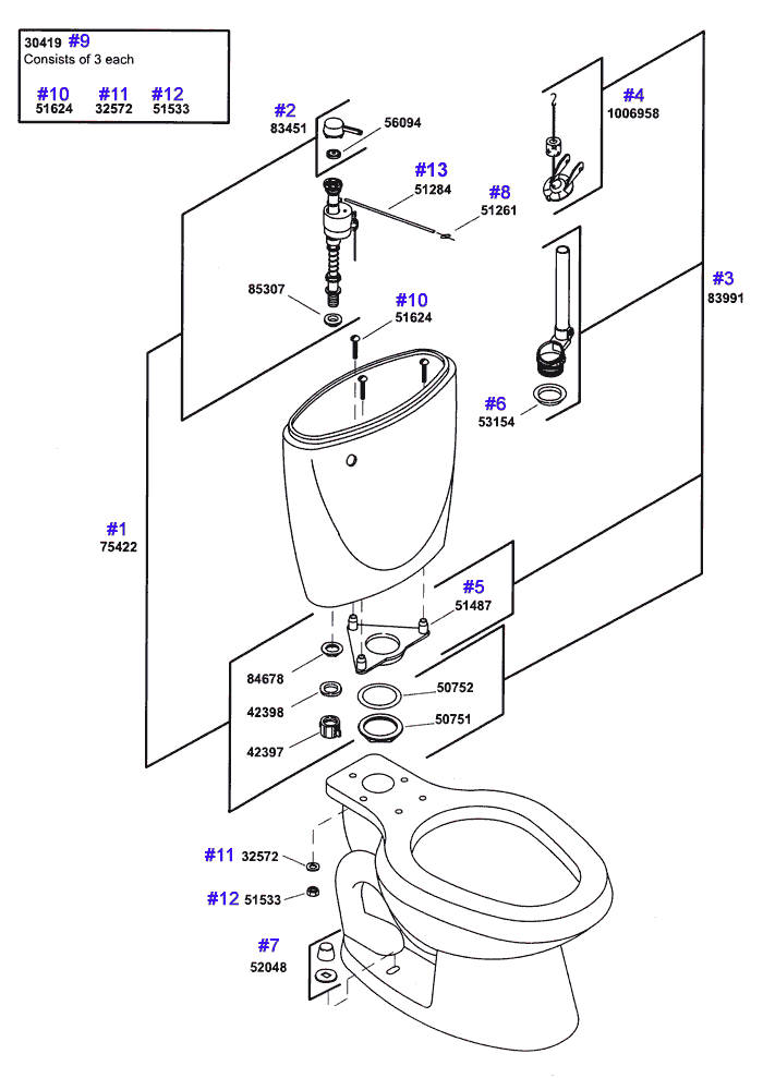 Peonies and Ivy toilet repair parts