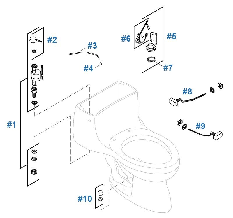 Prairie Flowers one-piece toilet repair parts