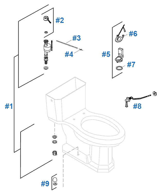 Kohler toilet repair parts model k14268-s1