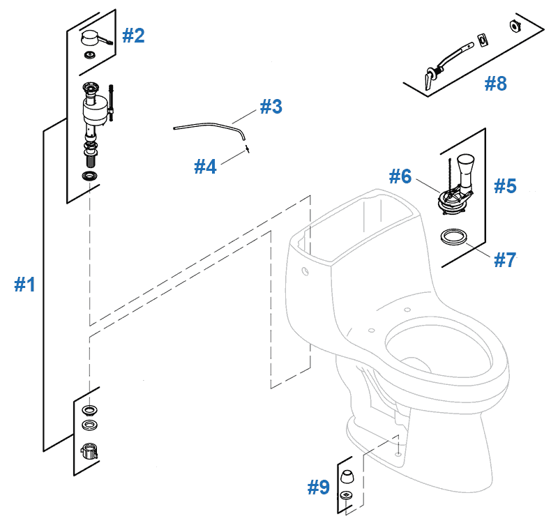 Prairie Flowers 1.28gpf toilet repair parts