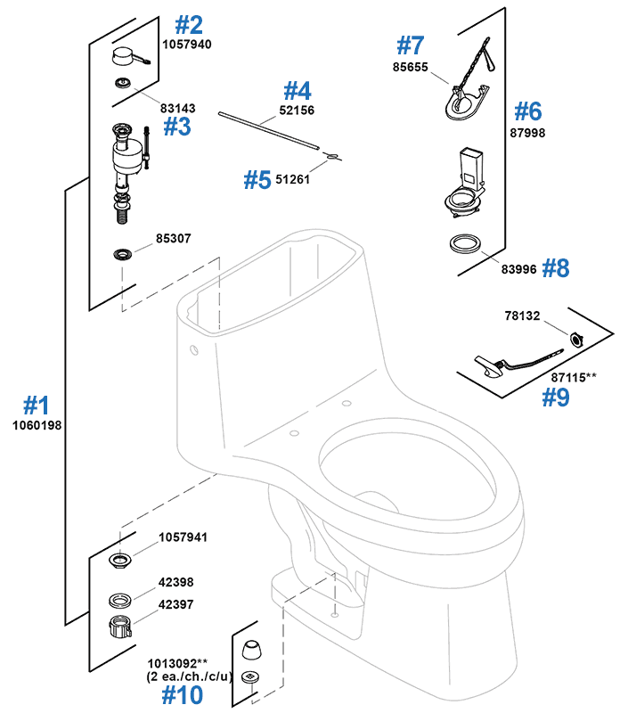 Santa Rosa Toilet Replacement Parts By Kohler