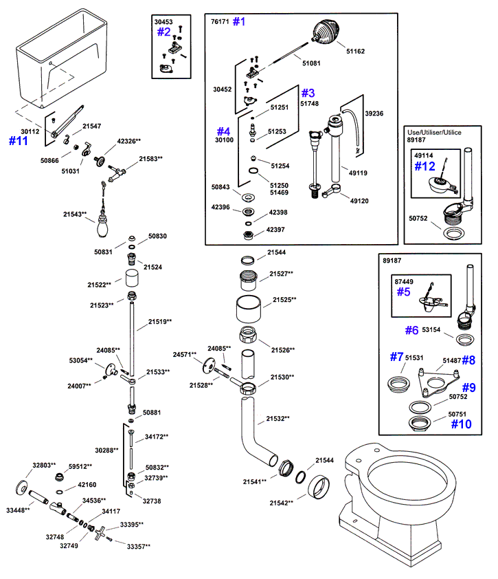 Kohler Vintage Series Toilet Repair Parts