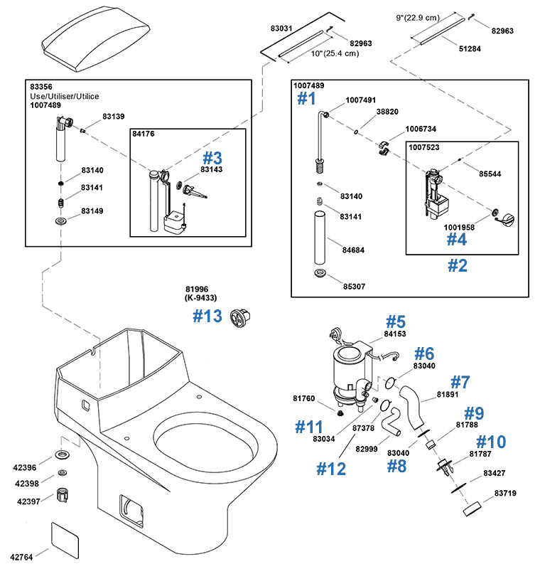 Trocadero toilet repair parts diagram