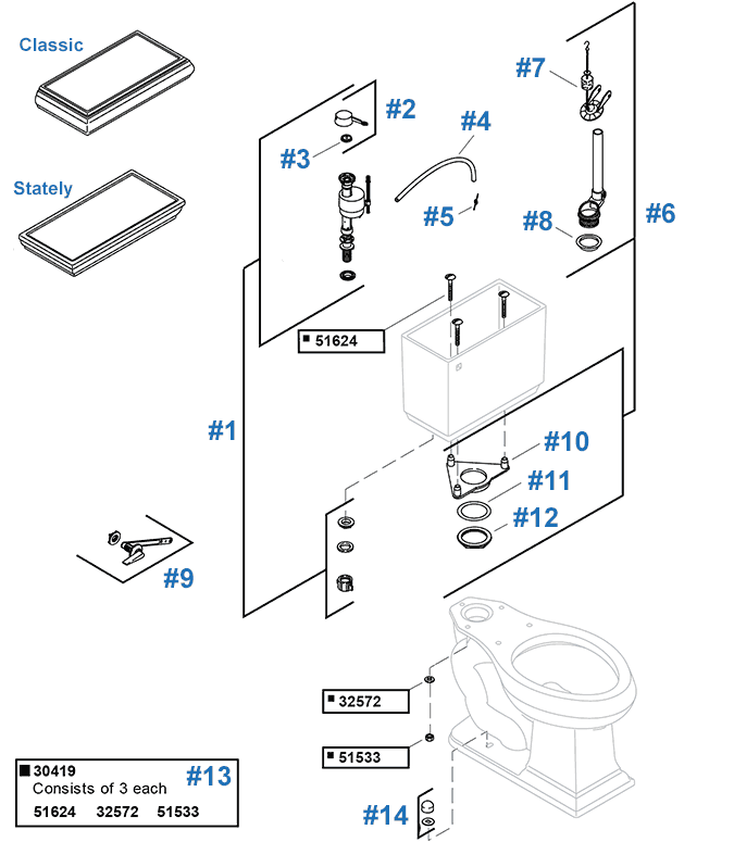 Memoirs toilet repair parts