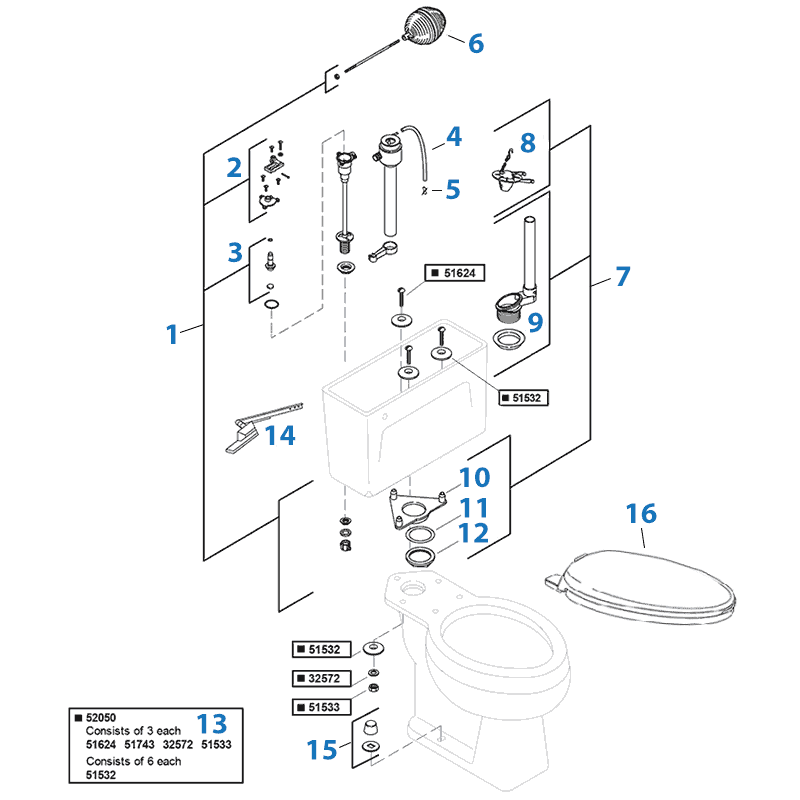Bolton toilet repair parts by Kohler