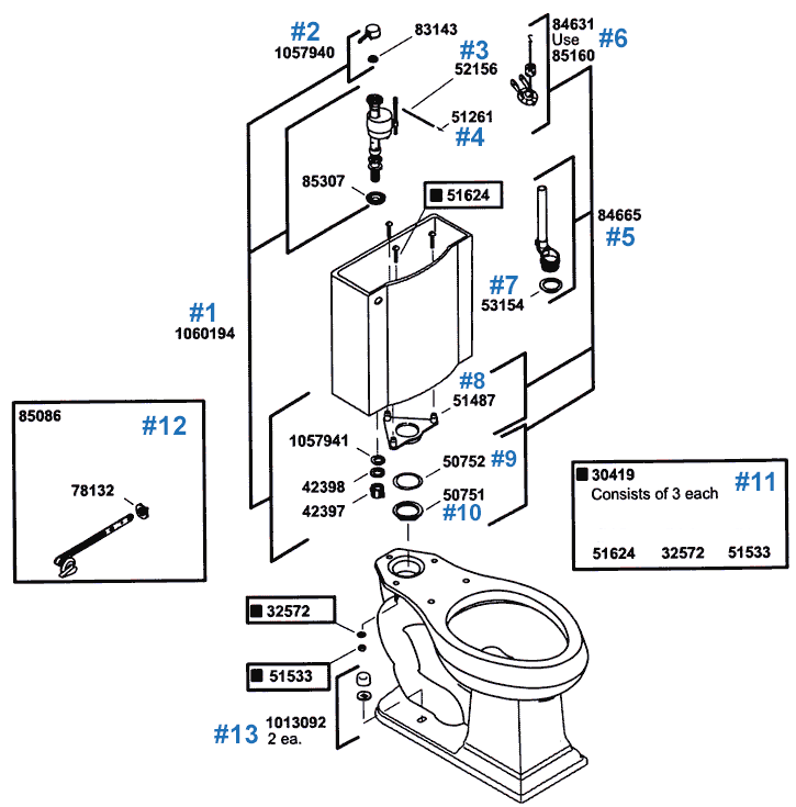 Devonshire toilet replacement parts