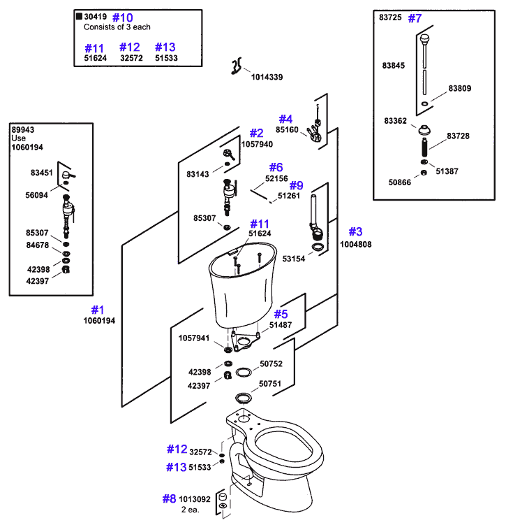Serif toilet repair parts