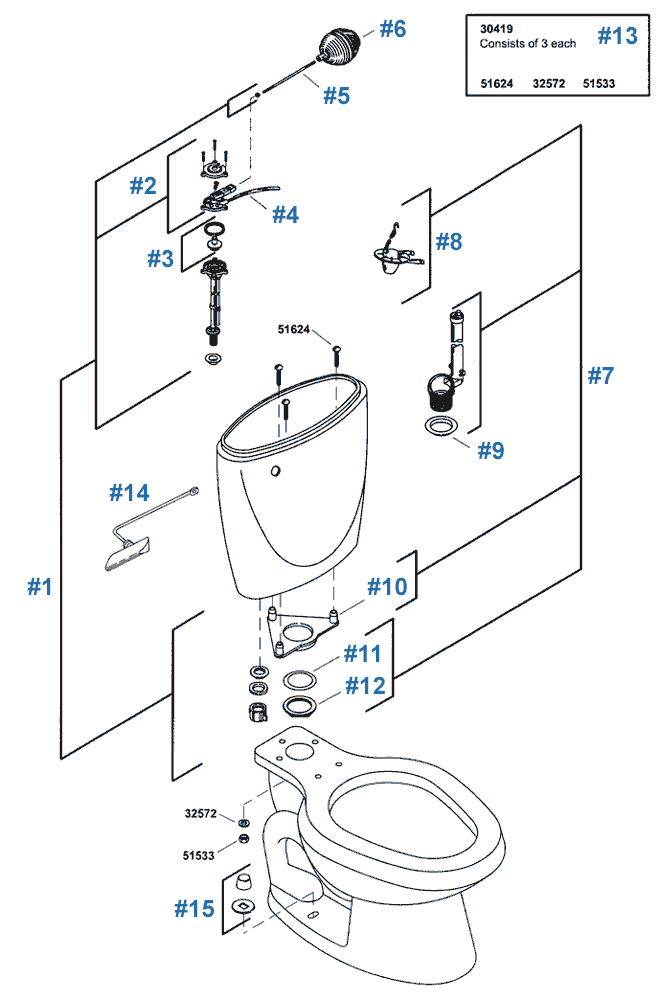 Couture Toilet repair parts diagram