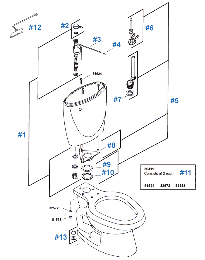 Couture toilet repair parts