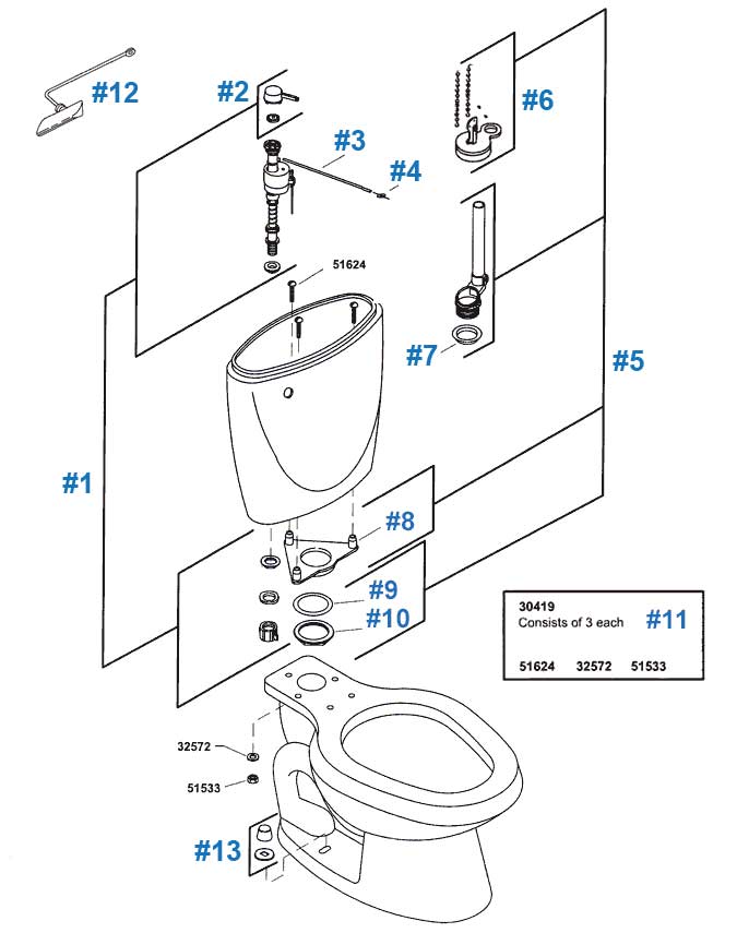 Couture dual flush toilet parts diagram