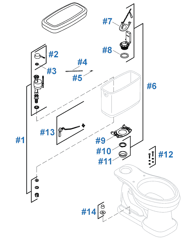 Bancroft toilet parts diagram by Kohler