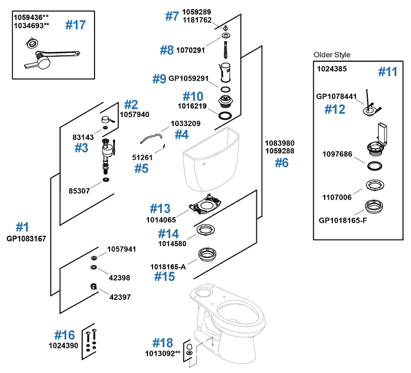 Cimarron toilet repair parts