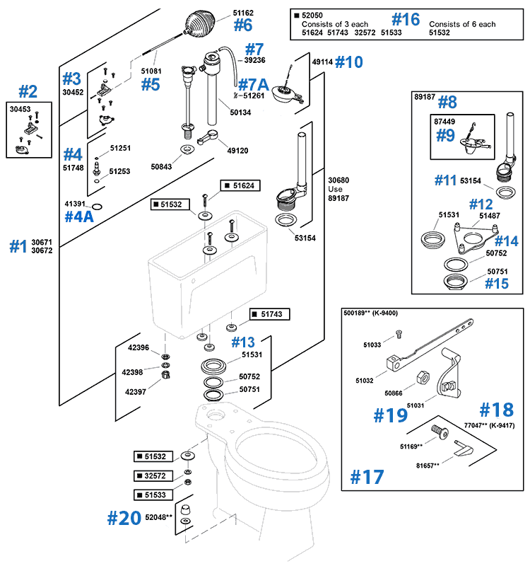 Wellworth repair parts by Kohler