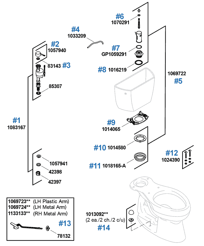Highline repair parts by Kohler
