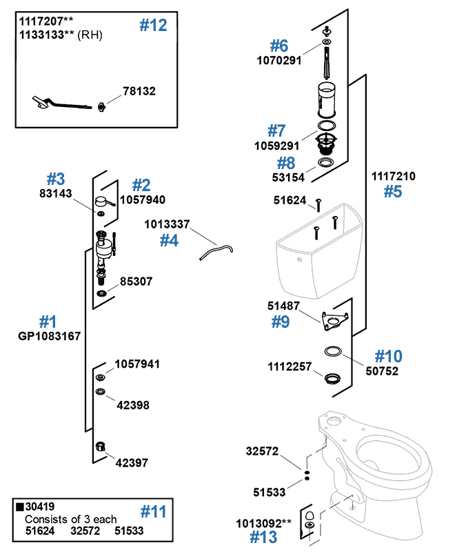 Highline repair parts by Kohler