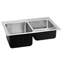 Stainless steel hi-lo double bowl sink